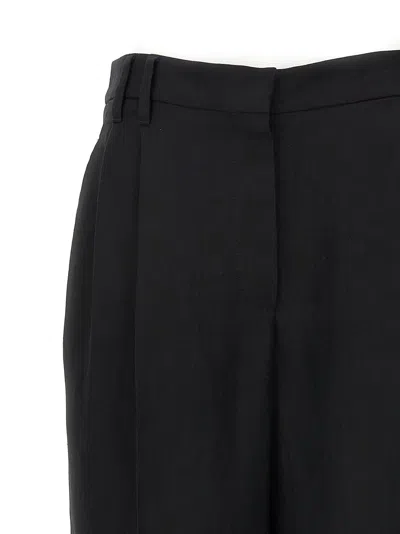 Brunello Cucinelli Black Tropical Luxury Wool Monili Slouchy Trousers In Black