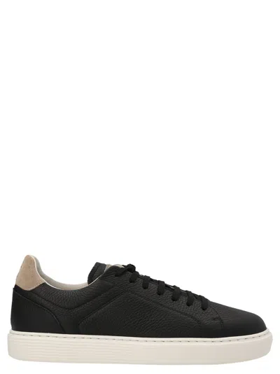 Shop Brunello Cucinelli Logo Leather Sneakers