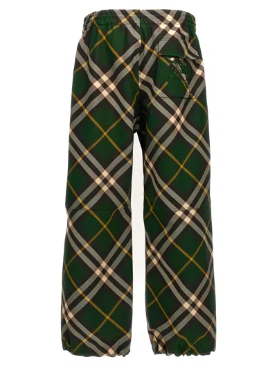 Burberry Men's Check Pattern Trousers With Elastic Waist And Drawstring