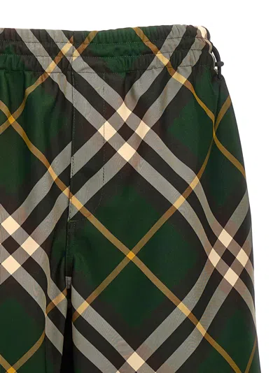 Burberry Men's Check Pattern Trousers With Elastic Waist And Drawstring