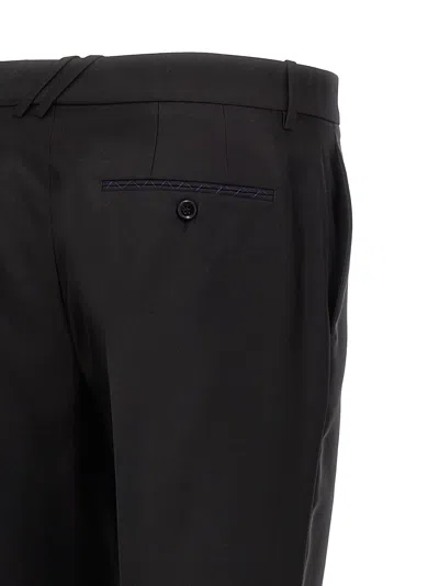 Burberry Suit Pants In Navy Blue Wool. Straight-leg Cut. Zippered Closure And Belt Clip.