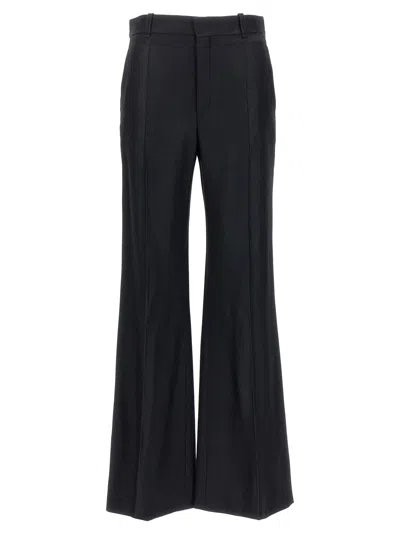 Chloé Black Pants With High Waist And Wide Leg In Viscose Blend Stretch Woman In Black