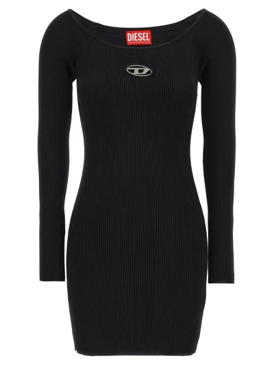 Diesel Black U Neck Dress With D-logo