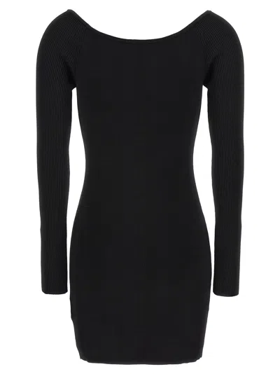 Diesel Black U Neck Dress With D-logo
