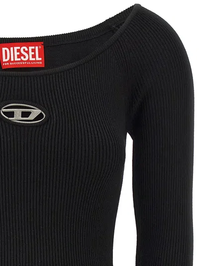 Diesel Black U Neck Dress With D-logo