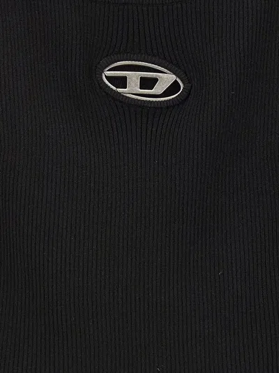 Diesel Black U Neck Dress With D-logo