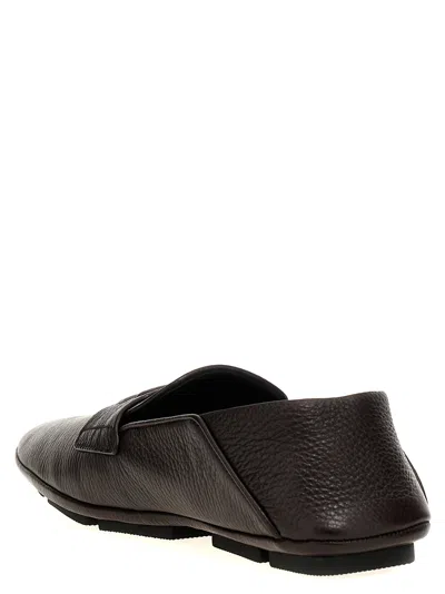 Dolce & Gabbana Leather Loafers With Round Toe And Textured Finish