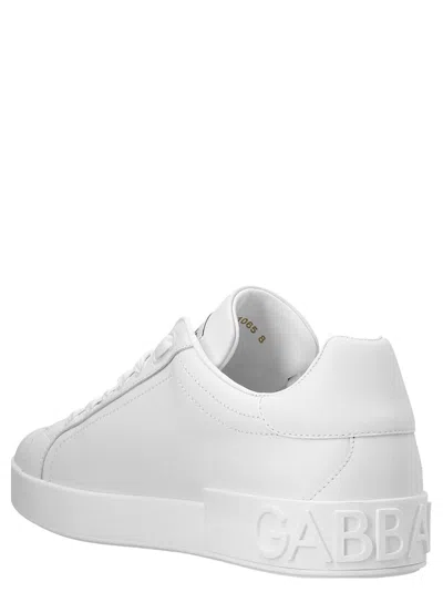 Dolce & Gabbana Portofino Light White Sneakers With Logo Patch On The Tongue And Tonal Logo Lettering On The Heel In In White
