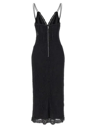 Dolce & Gabbana Lace Floral Midi Dress With Sheer Detailing