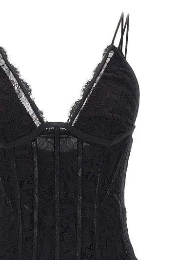 Dolce & Gabbana Lace Floral Midi Dress With Sheer Detailing