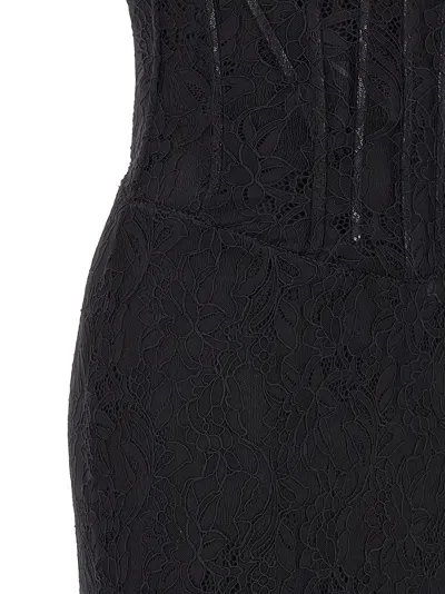 Dolce & Gabbana Lace Floral Midi Dress With Sheer Detailing