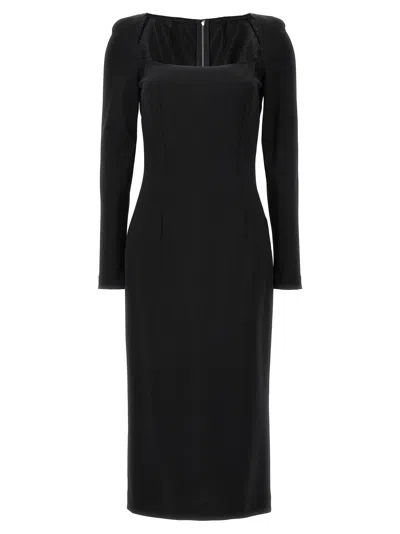Dolce & Gabbana Long-sleeve Square-neck Midi Dress