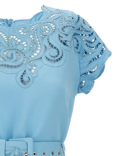 Ermanno Scervino Lace Dress With Belted Waist And Cap Sleeves