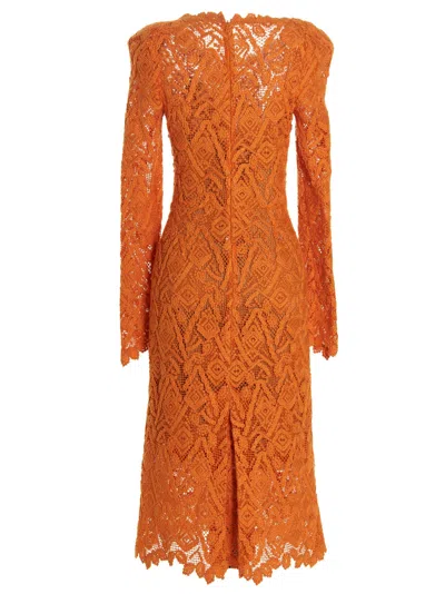 Ermanno Scervino Sheer Geometric Lace Dress With Long Sleeves