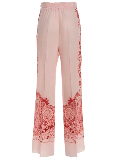 Etro Silk Trousers With Placed Flower Print