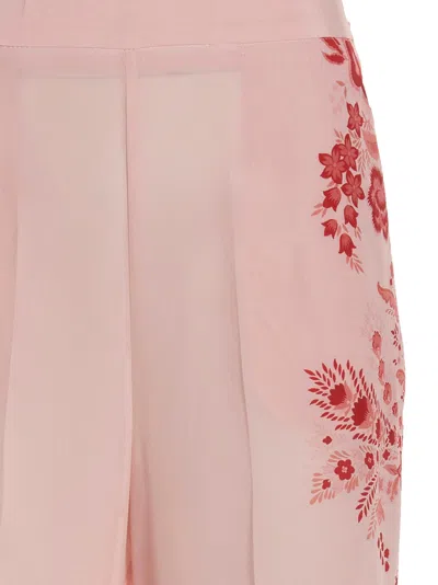 Etro Silk Trousers With Placed Flower Print
