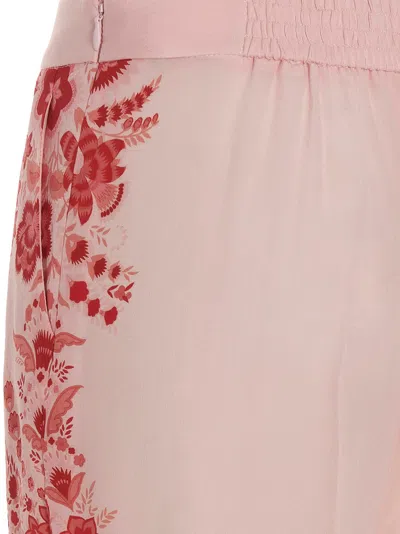 Etro Silk Trousers With Placed Flower Print