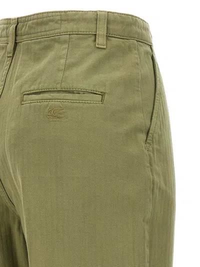 Etro Wide Leg Belted Trousers With Back Pockets