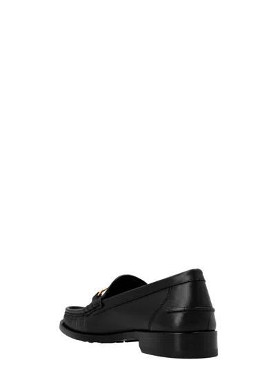 Fendi Leather Loafers With Buckle Detail In Black
