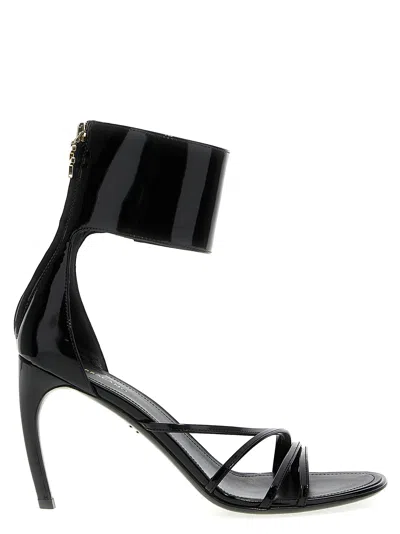 Ferragamo Strappy Glossy Stiletto Sandals With Ankle Strap