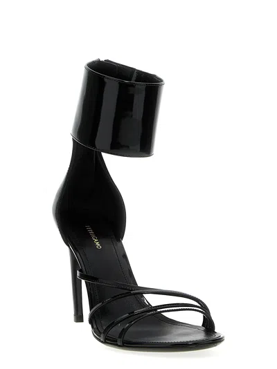 Ferragamo Strappy Glossy Stiletto Sandals With Ankle Strap