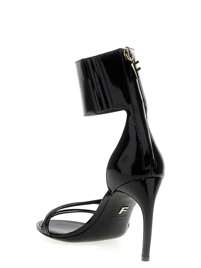 Ferragamo Strappy Glossy Stiletto Sandals With Ankle Strap