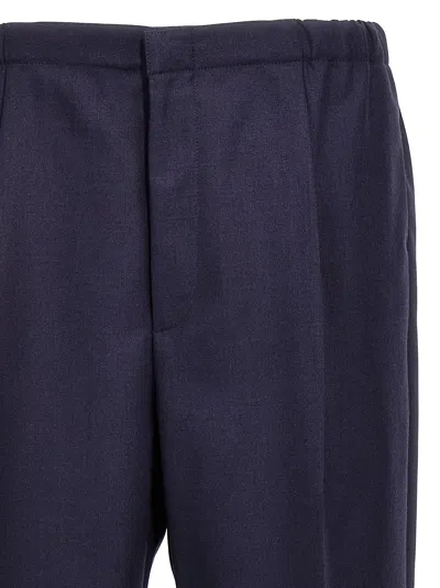 Fendi Blue Straight Pants In Wool Man