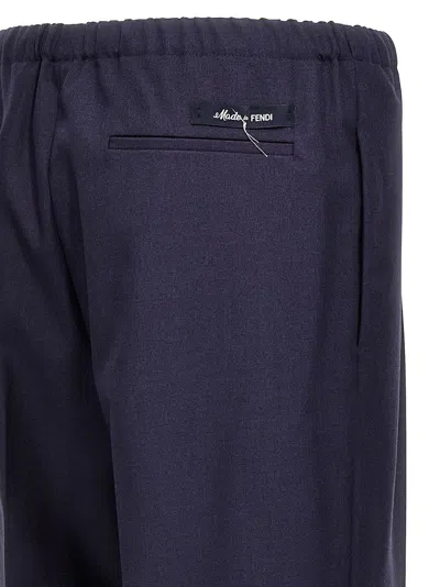 Fendi Blue Straight Pants In Wool Man