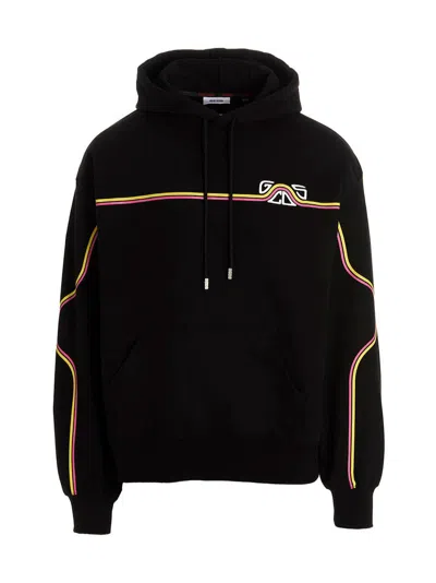 Gcds Black Waved Logo Hoodie