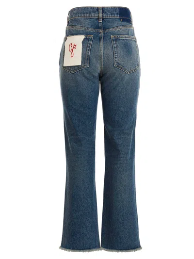 Golden Goose Derin New Cropped Flare Jeans With Back Logoed Patch In Blue
