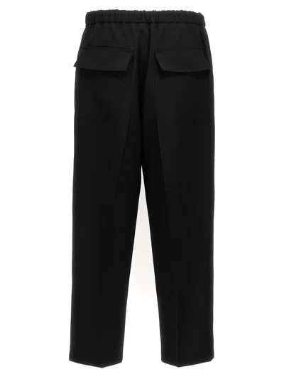 Jil Sander Wool Joggers With Elastic Waistband And Ribbed Cuffs In Black