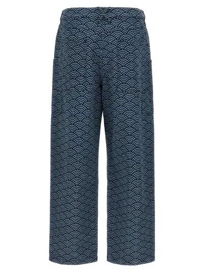 Kenzo Monkey Workwear Jeans With Seigaiha Print