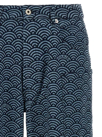 Kenzo Monkey Workwear Jeans With Seigaiha Print