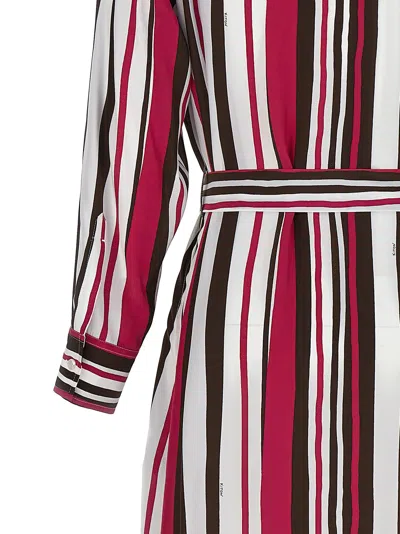 Kiton Striped Shirt Dress With Belted Waist In Red