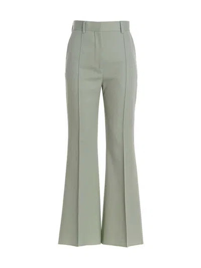 Lanvin Tailored Kick Flare Wool Trousers In Green For Women