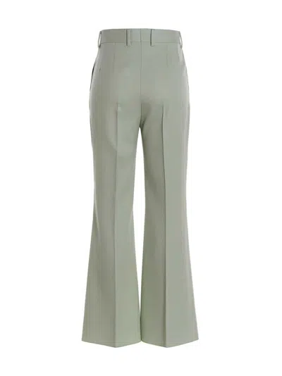 Lanvin Tailored Kick Flare Wool Trousers In Green For Women