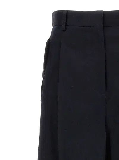 Lanvin Blue Loose Leg Front Pleat Pants In Black