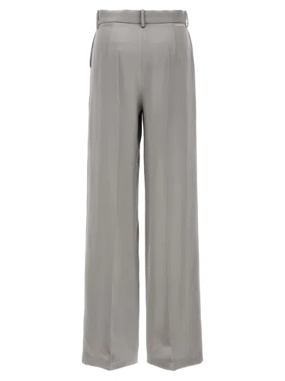 Magda Butrym Satin Straight Leg Pants With Central Crease In Gray