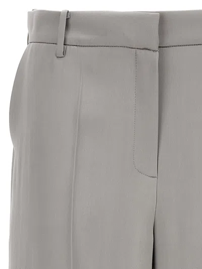 Magda Butrym Satin Straight Leg Pants With Central Crease In Gray