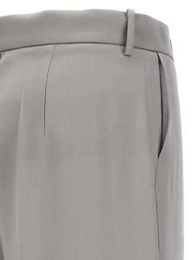 Magda Butrym Satin Straight Leg Pants With Central Crease In Gray