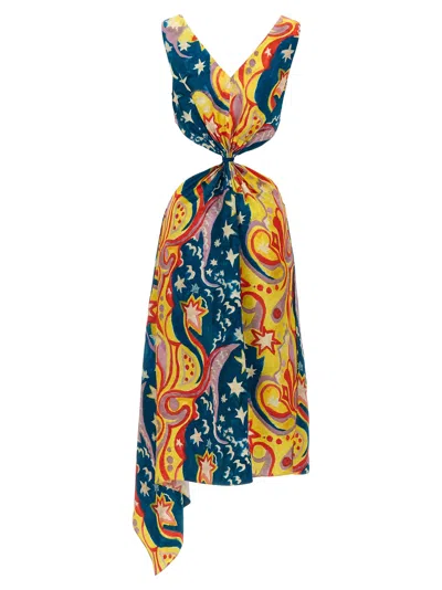 Marni X No Vacancy Inn Sleeveless Cutout Asymmetric Midi Dress