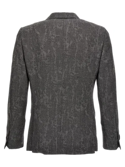 Maurizio Miri Double-breasted Wool Blazer With Textured Finish In Gray