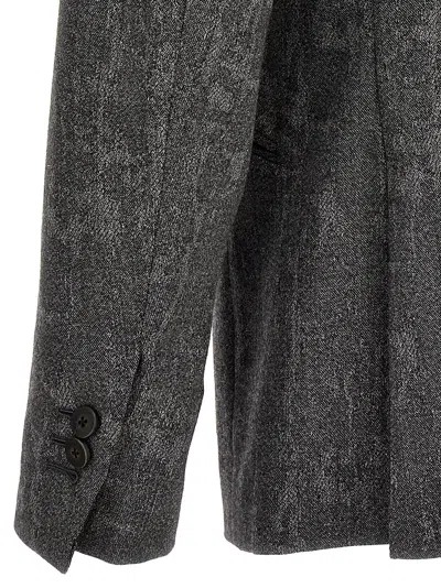 Maurizio Miri Double-breasted Wool Blazer With Textured Finish In Gray