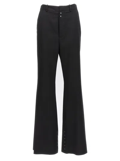 Mm6 Maison Margiela Mm6 By Maison Margiela Flared Black Wool Blend Pants With Contrast Stitching