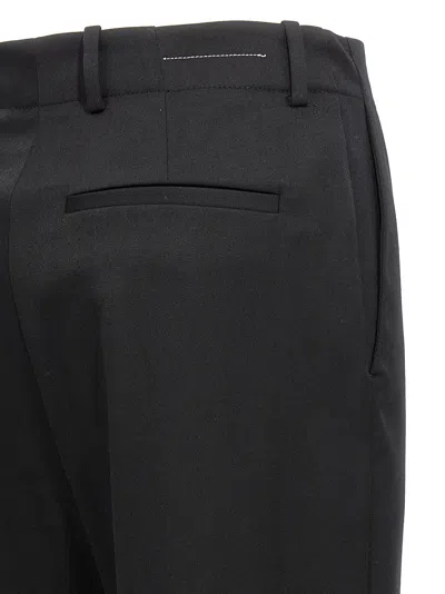 Mm6 Maison Margiela Mm6 By Maison Margiela Flared Black Wool Blend Pants With Contrast Stitching