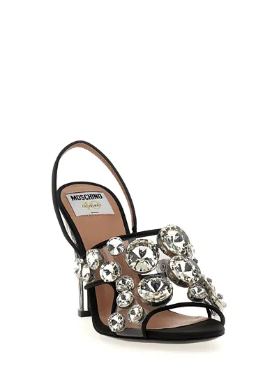 Moschino Black Maxi Crystal Slingback Heels