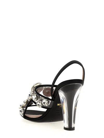 Moschino Black Maxi Crystal Slingback Heels