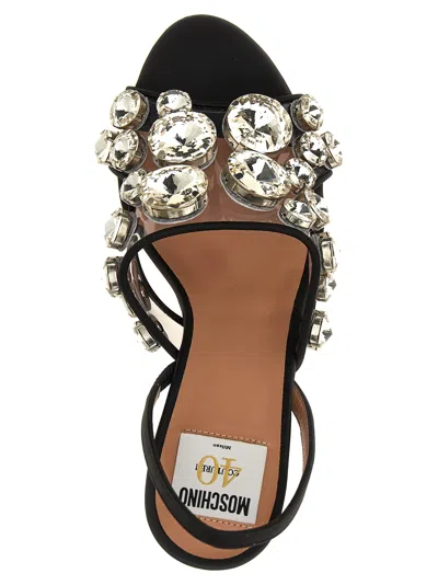 Moschino Black Maxi Crystal Slingback Heels