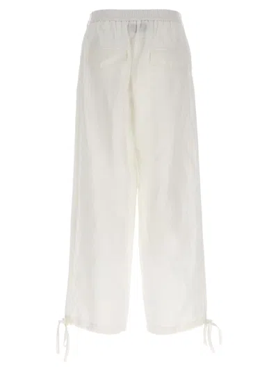 Msgm White Trousers With Drawstring At Bottom
