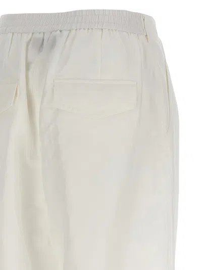Msgm White Trousers With Drawstring At Bottom
